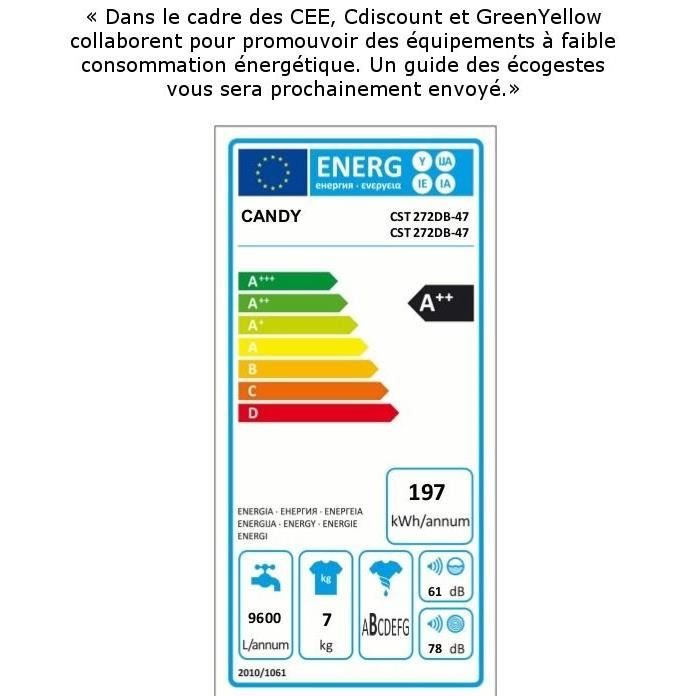  CST 272DB-47 - Lave linge top - 7 kg - 1200 tours1
